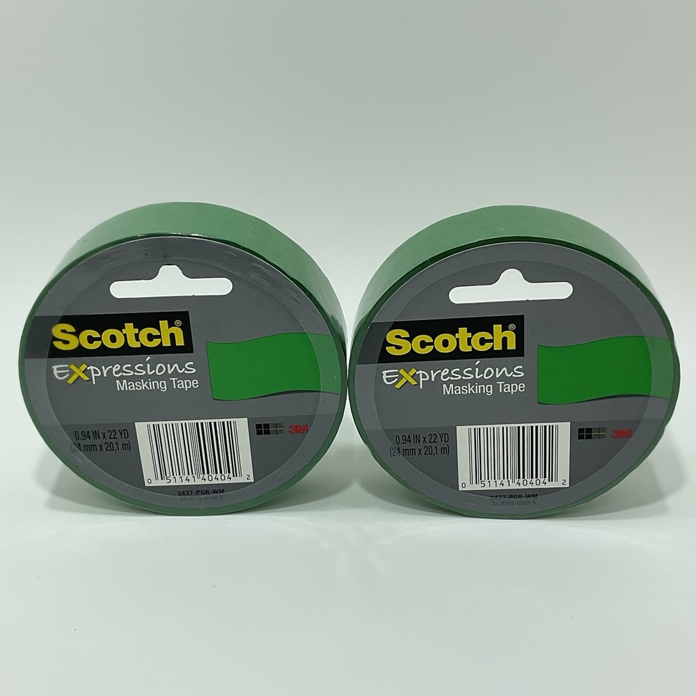 Scotch Expressions Decorative Craft Masking Tape Green Smooth 0.94in x 22yd 2pk